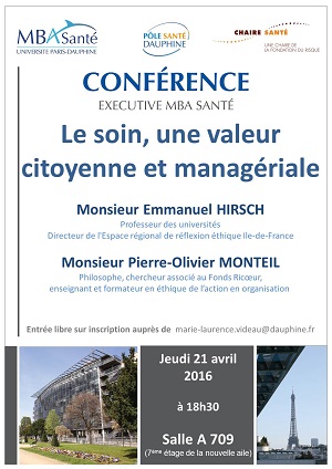 Conférence Executive MBA Santé Université Paris-Dauphine : Le soin, une valeur citoyenne et managériale